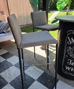 Par sillas taburetes bar lino gris