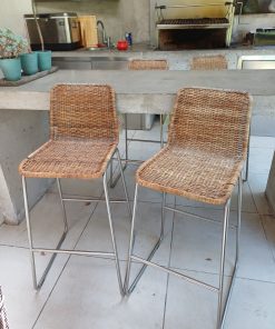 Set 4 taburetes mimbre y metal