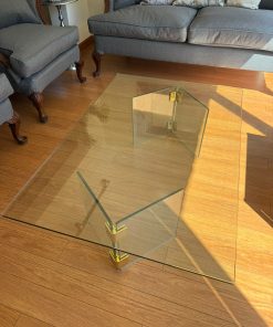 Mesa de centro vidrio templado con base flecha