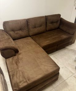 Sofá seccional izquierdo café afelpado MPR