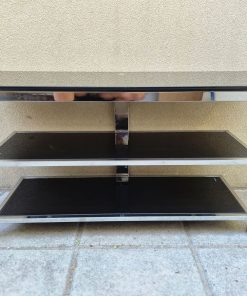 Rack TV vidrio templado negro y cromado