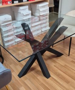 Mesa de comedor vidrio templado geométrica 