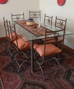 Juego de comedor estilo etrusco con 8 sillas fierro