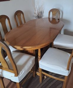 Juego de comedor extensible eucalipto con 6 sillas