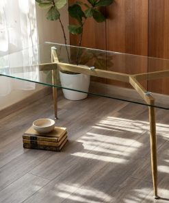 Mesa de comedor vidrio templado rectangular 6 puestos