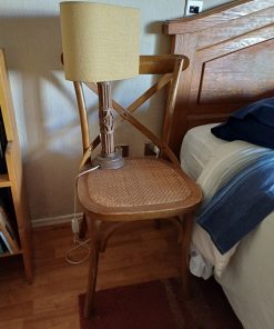 Lámpara mesa fierro pantalla yute