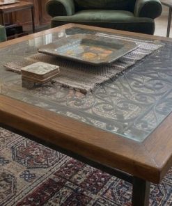 Mesa de centro fierro forjado y madera encina
