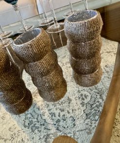 Juego 12 anillos para servilleta en canutillos plateado