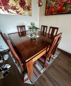Juego de comedor cuadrado con 6 sillas Roble