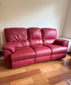 Sofá bergere 3 cuerpos Rosen cuero rojo reclinable manual