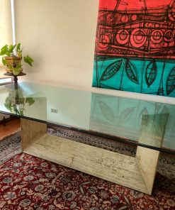 Mesa de comedor vidrio templado y mármol Carrara