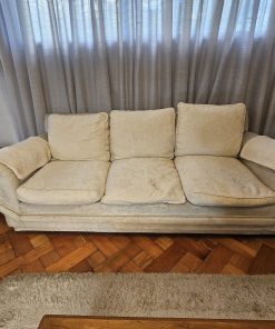 Sofá 3 cuerpos beige relleno algodón