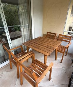 Juego comedor terraza madera 4 personas