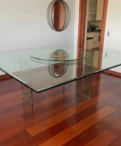 Mesa de comedor vidrio templado con plato giratorio