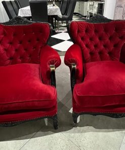 Par sillones Luis XV rojos terciopelo