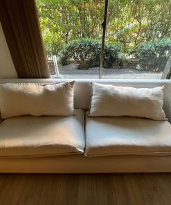 Sofá 3 cuerpos Lino blanco hueso Deco Q