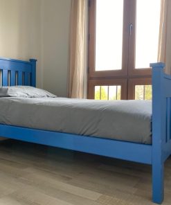 Cama 1 plaza azul madera