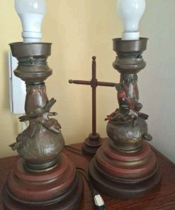 Par lámparas de velador bronce