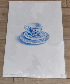 Risografía tacita azul Isidora Lackington
