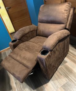 Bergere cuero gamuza con apoya vasos