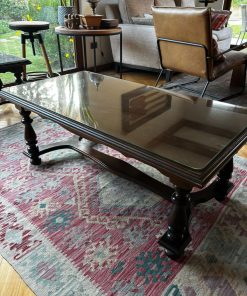 Mesa de centro madera con vidrio en cubierta