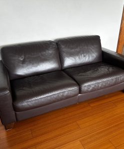 Sofá 3 cuerpos cuero Natuzzi café