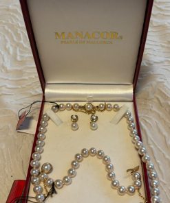 Conjunto de collar, aros y pulsera perlas de Mallorca