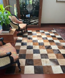 Alfombra cuero patchwork tonos café
