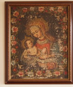 Cuadro cuzqueño Jesús y María contorno flores