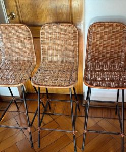 Set 3 sillas bar taburetes mimbre