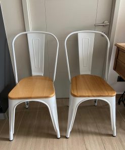 Par sillas Tolix blancas base madera Form