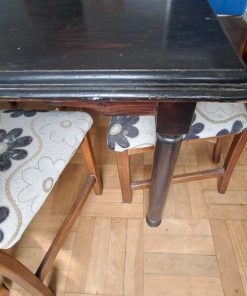 Juego de comedor madera y fierro con 8 sillas