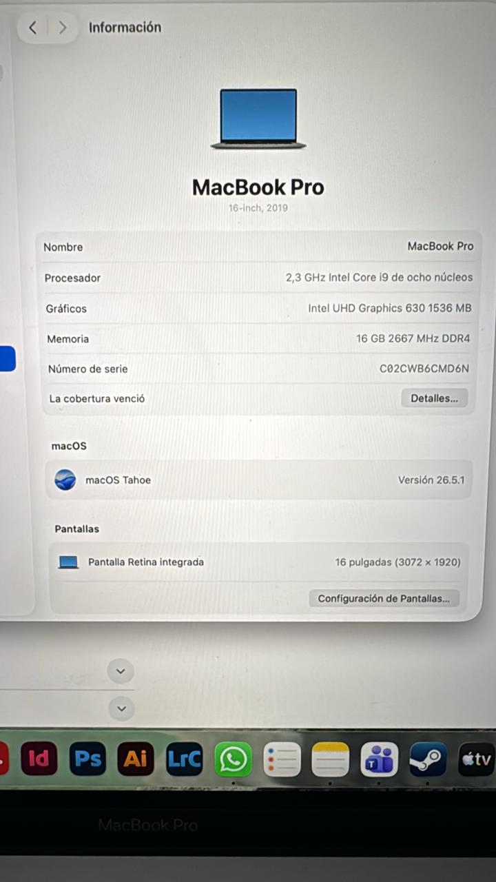 Macbook Pro 16” año 2019 - Imagen 3