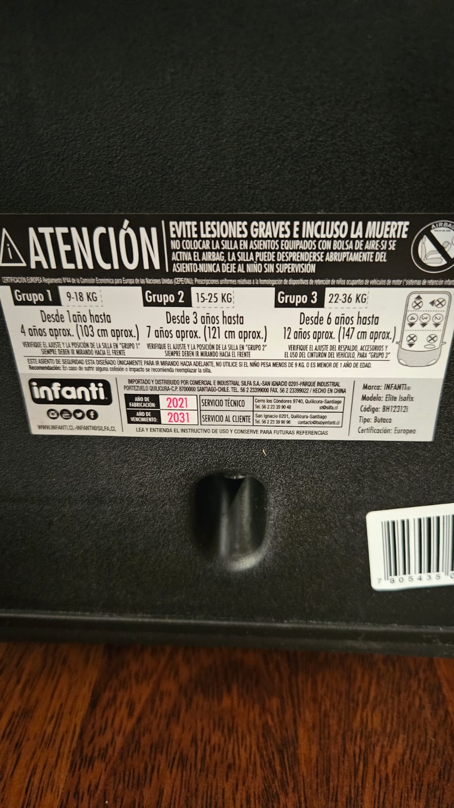 Silla de auto Infanti modelo Elite Isofix - Imagen 3