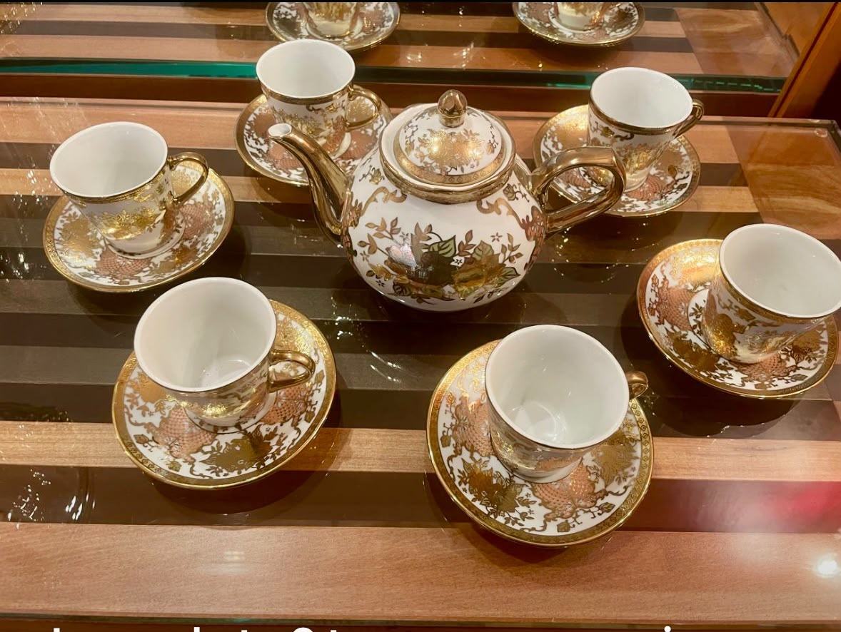 Juego de té 6 personas dorado