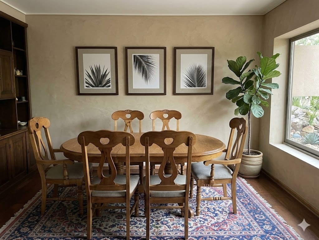 Juego de comedor extensible con 4 sillas y 2 sitiales