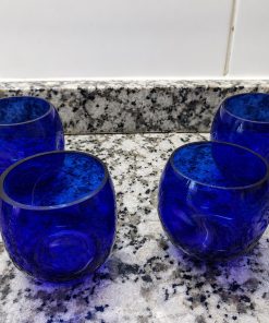 Set 4 vasos vidrio azul cobaldo