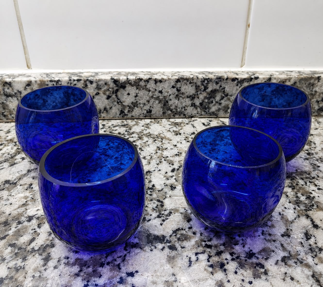 Set 4 vasos vidrio azul cobaldo