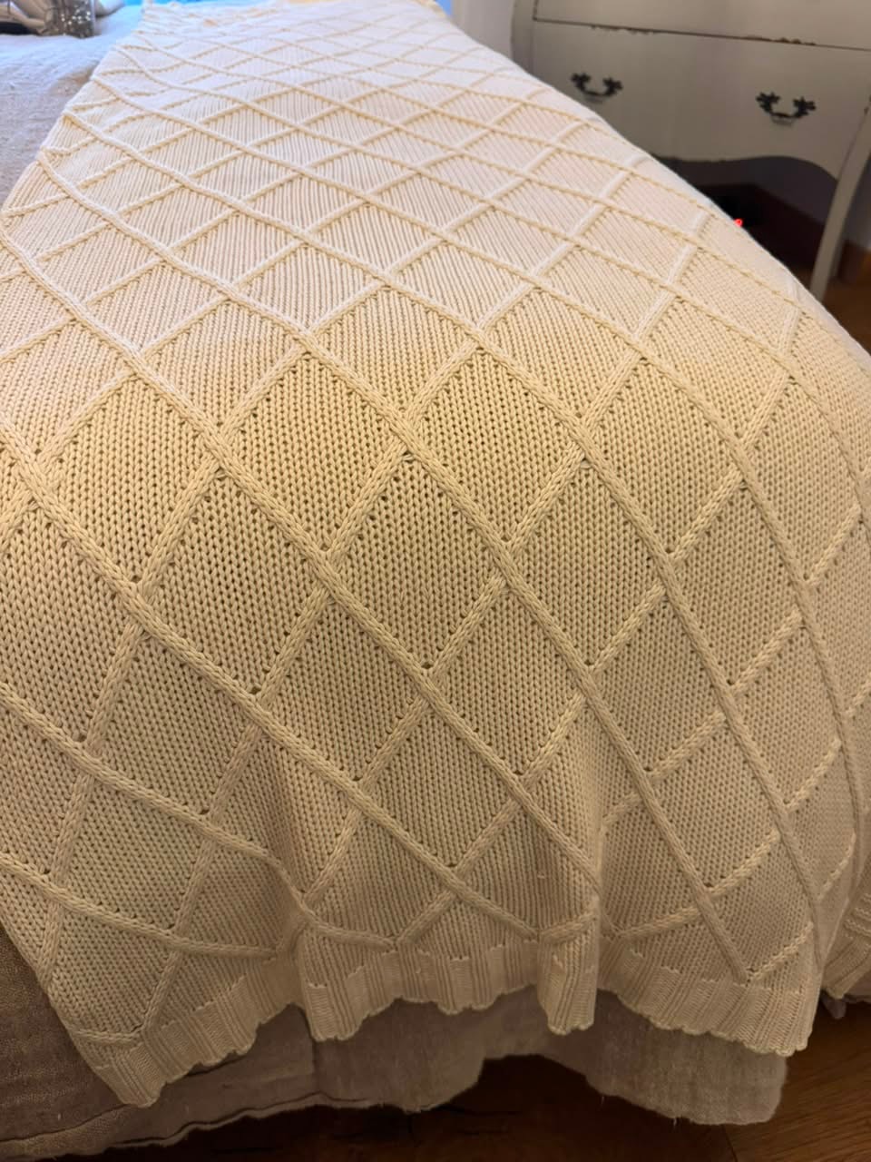 Piecera cama 1,5 plazas tejido blanco