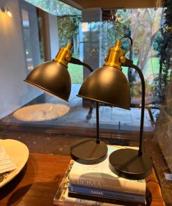 Par lámparas de Mesa Decorativa Negro Matte y Oro Vitel energía