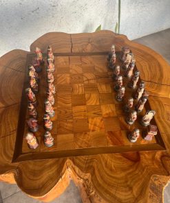 Mesa ajedrez rústica artesanal madera maciza
