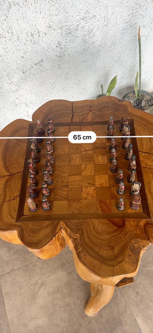 Mesa ajedrez rústica artesanal madera maciza - Imagen 10