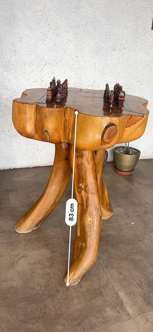Mesa ajedrez rústica artesanal madera maciza - Imagen 13