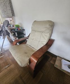 Sillón bergere Magasa madera cuero sintético blanco