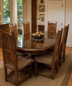 Juego de comedor madera maciza 6 sillas talladas