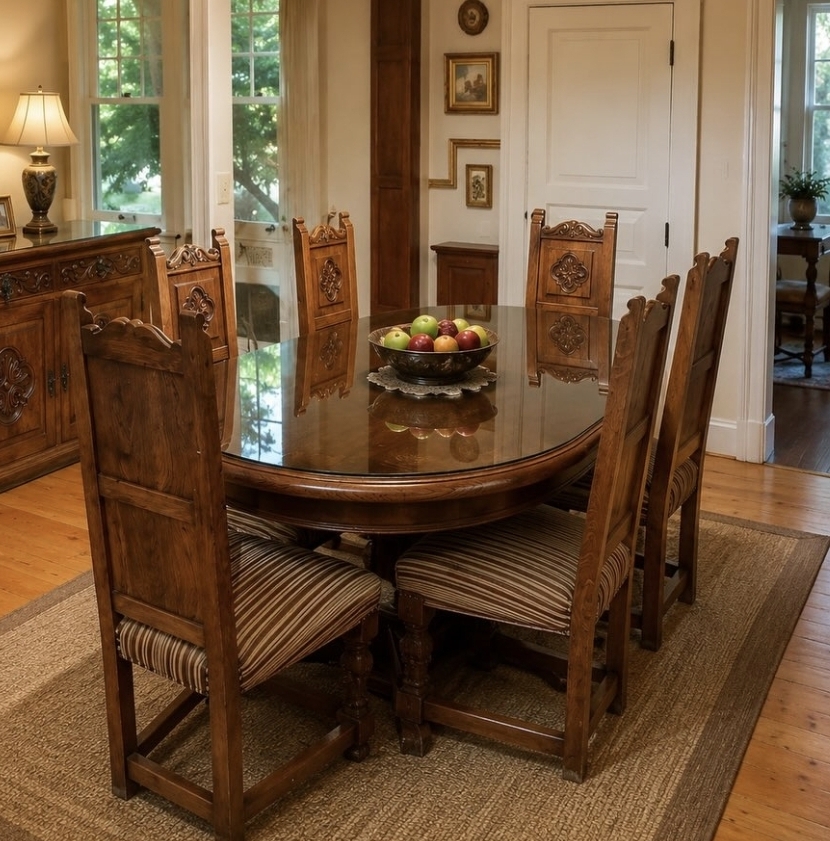Juego de comedor madera maciza 6 sillas talladas - Imagen 4