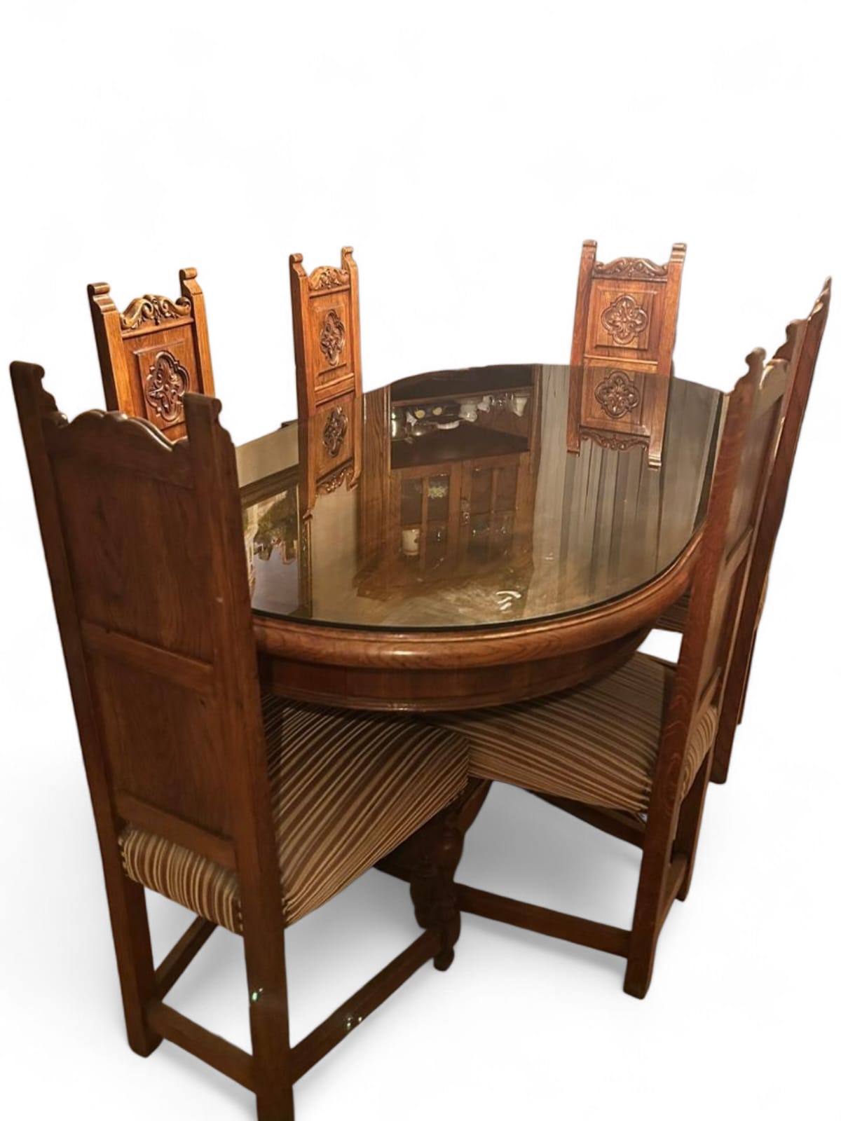 Juego de comedor madera maciza 6 sillas talladas - Imagen 6