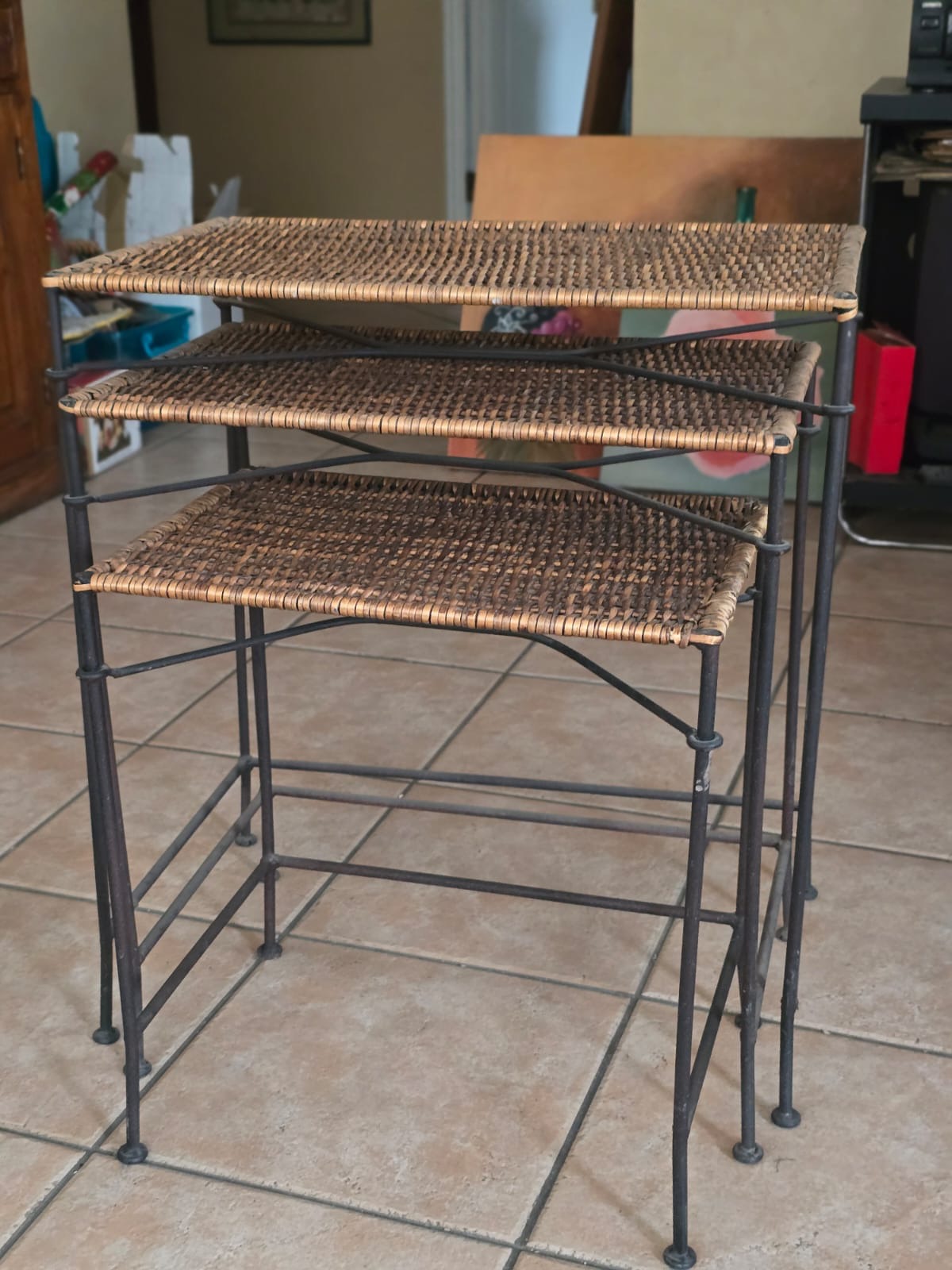 Set 3 mesas nido mimbre
