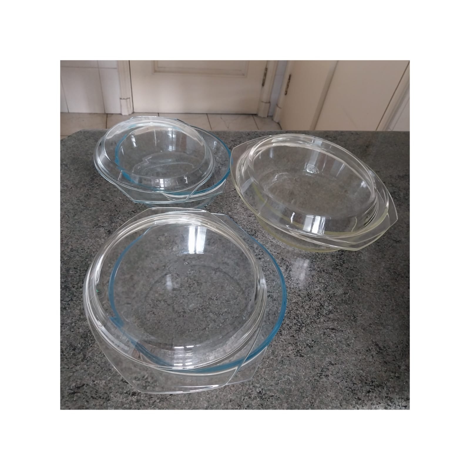 Set 3 ollas vidrio con tapa