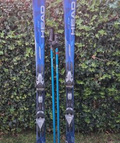 Skis Head azules CTIS con bastones